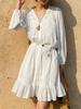 Southern France Long Sleeve White Shirt Dress - Women's Spring/Summer French Style