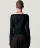 Kimjisu Distressed Cowl Neck T-Shirt_Black
