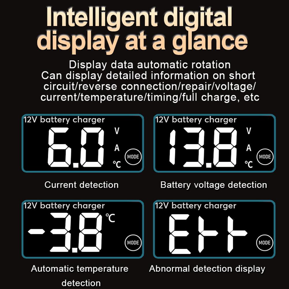 12V 6A Smart Repair Battery Charger LCD Display Smart Fast Charger Car Battery Maintainer Automotive Tools