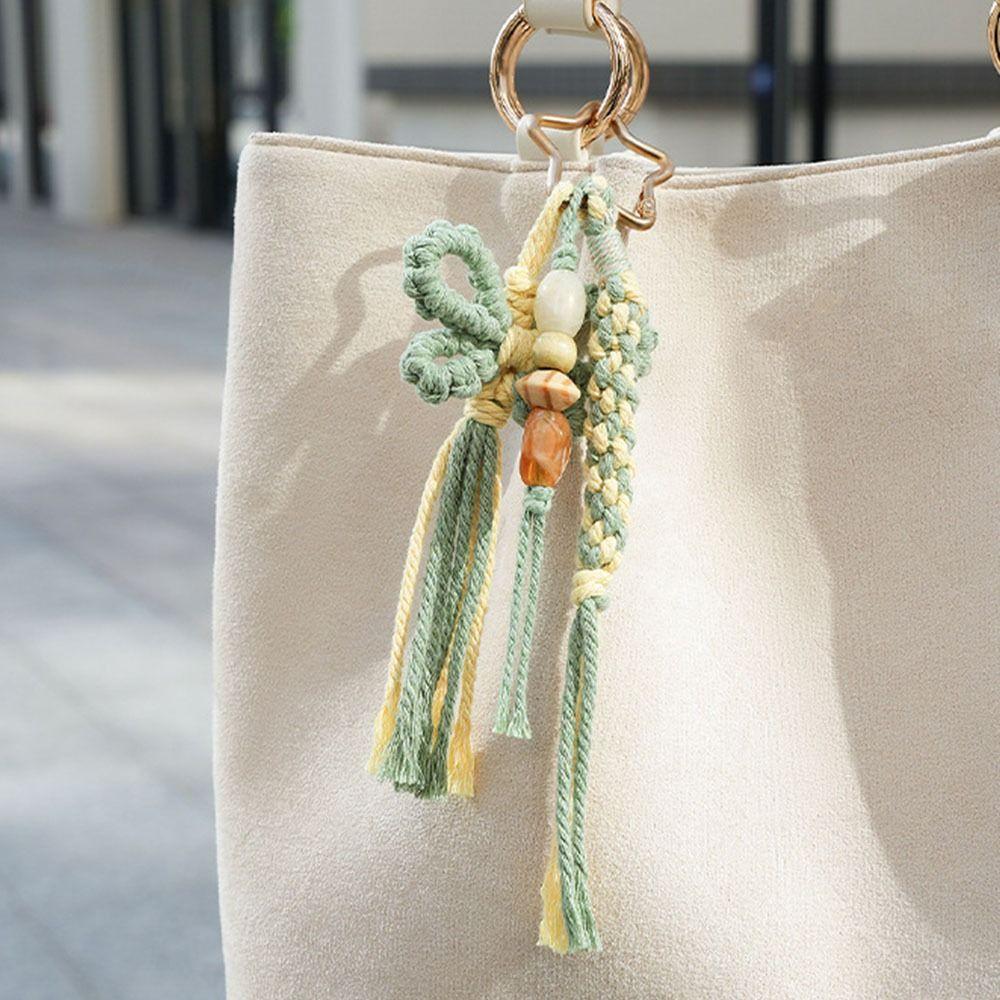 Countryside Style Braided Keychain Hand Woven Bag Pendant Handmade Woven Keychain  Phone Charm