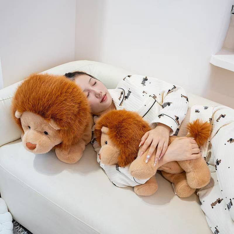 Ultima Bambola Leone Seduta e Sdraiata Kawaii Peluche Bambola Fatta a Mano Cartone Animato Anime Cuscino Carino Regalo di Compleanno per Bambini Bambola