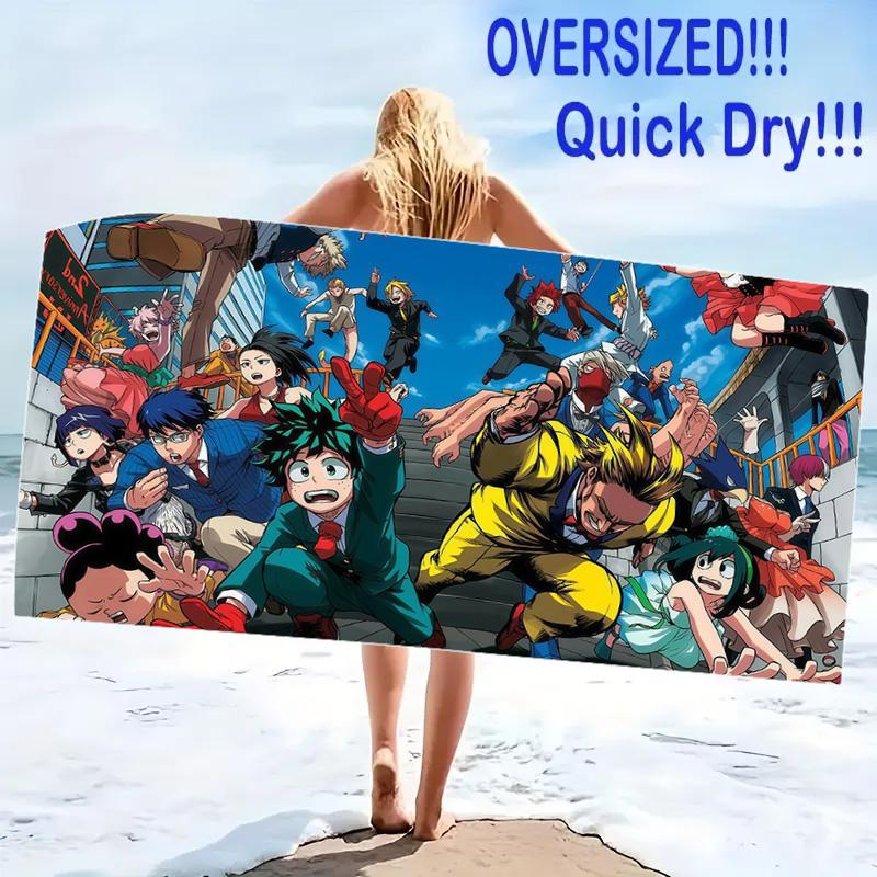 My Hero Academia Print Beach Towel, Large Soft Quick Dry Towel for Beach Camping Swimming
