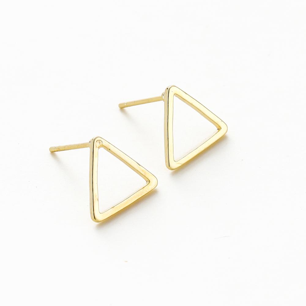 10PCS 14K 18K Gold Plated Brass Earring Triangle Hollow Shape Stud Earrings Hook For DIY Jewellery Making Supplies