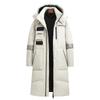 Men's and women's mid-length reflective stripes hooded cotton jacket thickened warm and cold-resistant comfortable feather silk down jacket