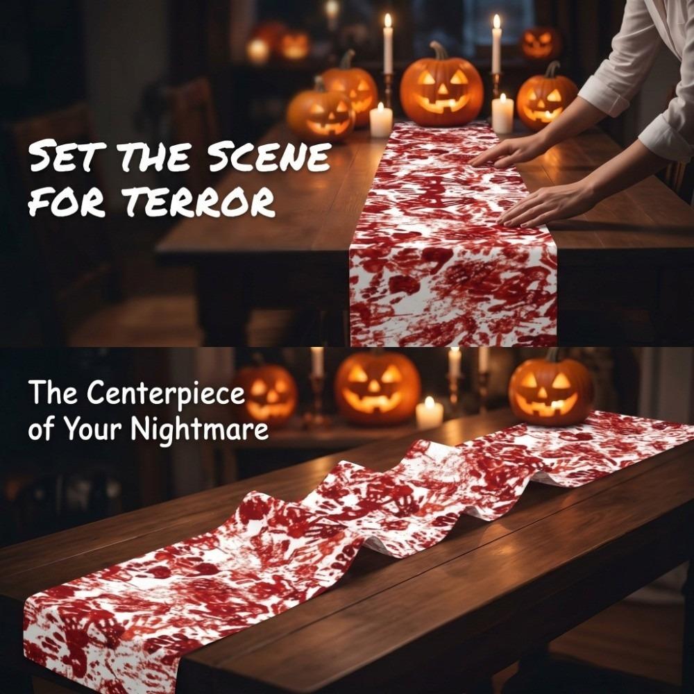 Bloody Halloween Decorative Tablecloth Handprint Table Cover Scary Placemat Halloween Party