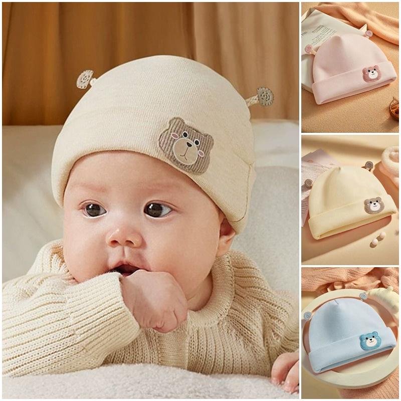 0-6Mouths Newborn Fetal Hat Cute Cartoon Baby Bear Beanies Spring Autumn Pure Cotton Pullover Cap Boys Girls Kids Warm Bonnet