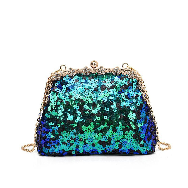 Vintage Clip Clutch Bag Sequins Diamonds Socialite Evening Dress Dinner Niche One-shoulder Cross-body