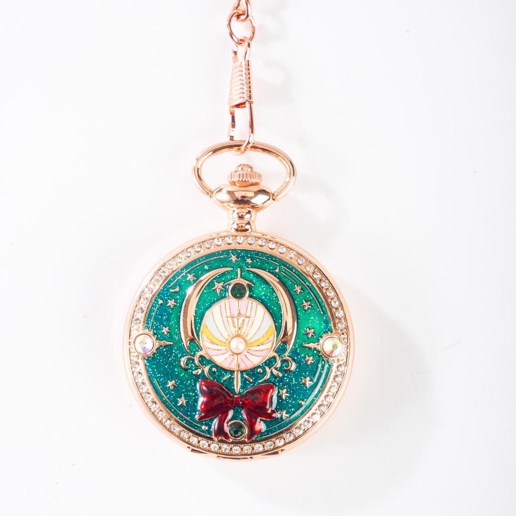 Sailor Moon Retro Mechanical Pocket Watch with Flip Cover - Epoxy Pendant Birthday Gift