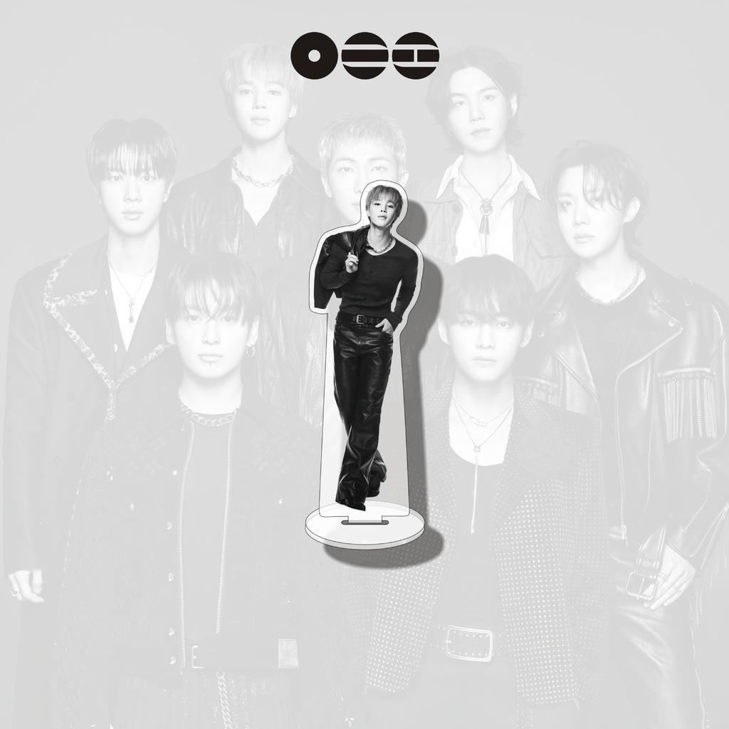BTS World Tour Acrylic Standee, Black & White Rock Style Member & Group Figure Display Stand, Kpop ARMY Fans Desk Decor