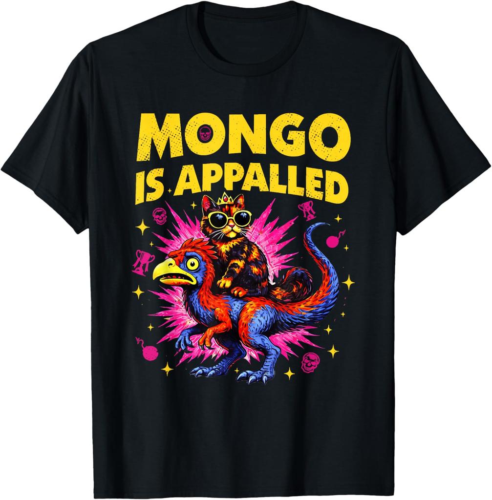 Mongo Is Appalled Funny Cat Riding Dinosaur Meme Unisex T-Shirt 3