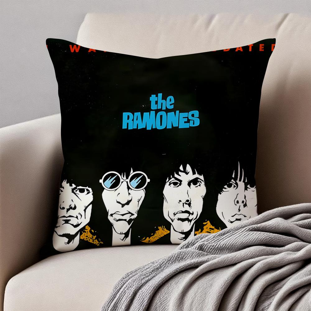 Band Punk RRamones Cushion Cover Pillowcase Antidustmite Invisible Zipper Short Plush Sofa Cushion