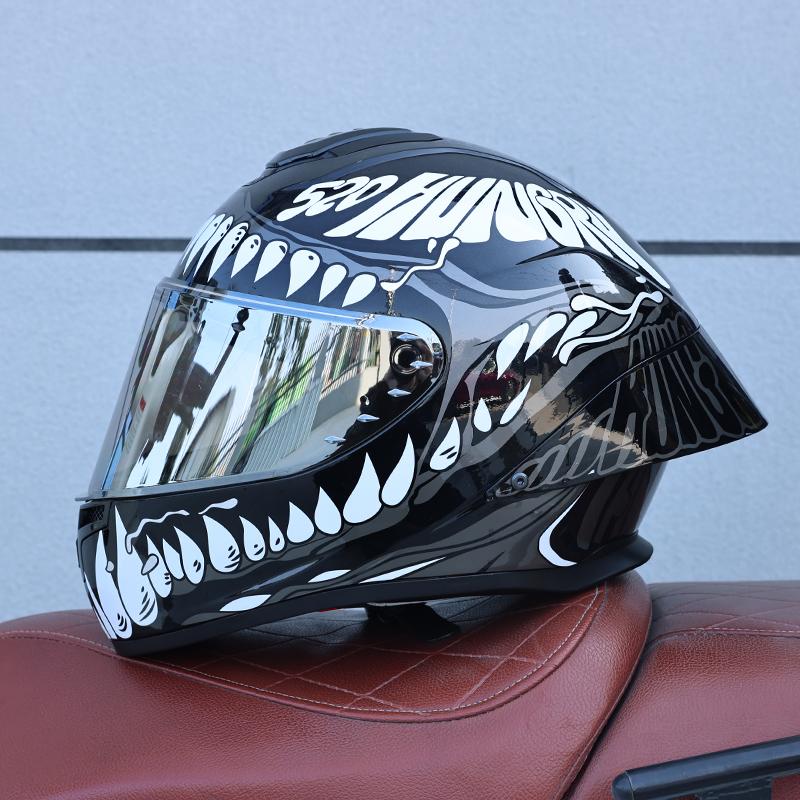 ORZ-S802 motorcycle helmet,ABS men's and women's full face helmet,R50S personalized, cool, all season, big tail wing helmet DOT