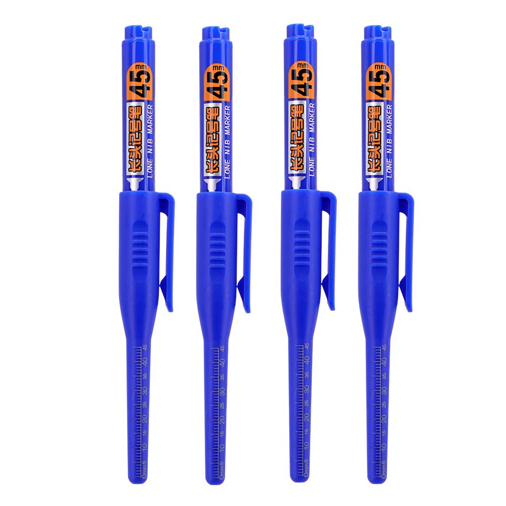 4 Stuks/Set 45mm Diepe Gaten Markeerpennen Lange Kop Timmerman Markeerpen Zwart/Blauw/Rood/Groen Voor Multifunctionele Houtbewerkingsgereedschappen