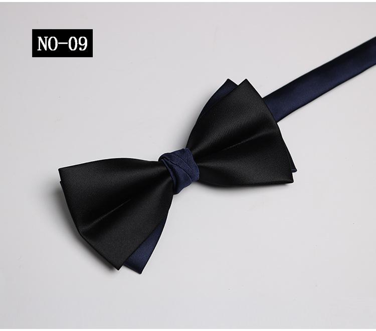 Solid Color Bow Tie Men, Two-Color Color Matching Polyester Black Burgundy Suit Banquet Best Man Bow