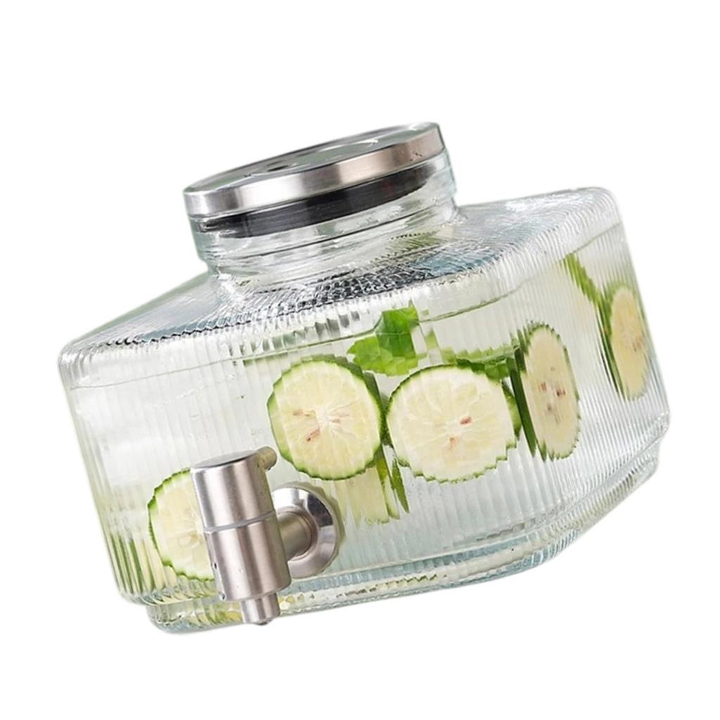 Clear Glass Juice Pitcher With Leak Proof Lid And Easy Press Dispensing System Party Water Jugs with Spigot