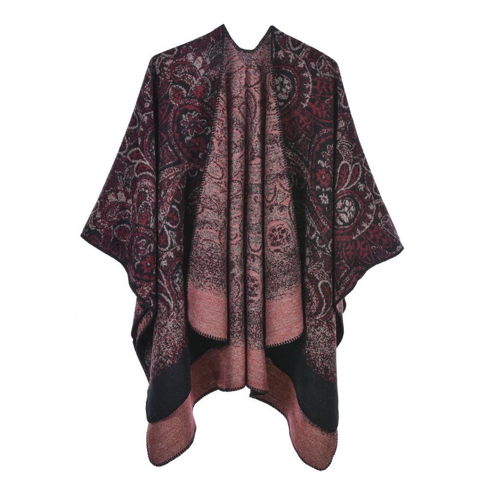 

Autumn/Winter Double-Sided Slit Shawl - Leopard Print & Polka Dot Warm Cloak for Women 160x135 cm