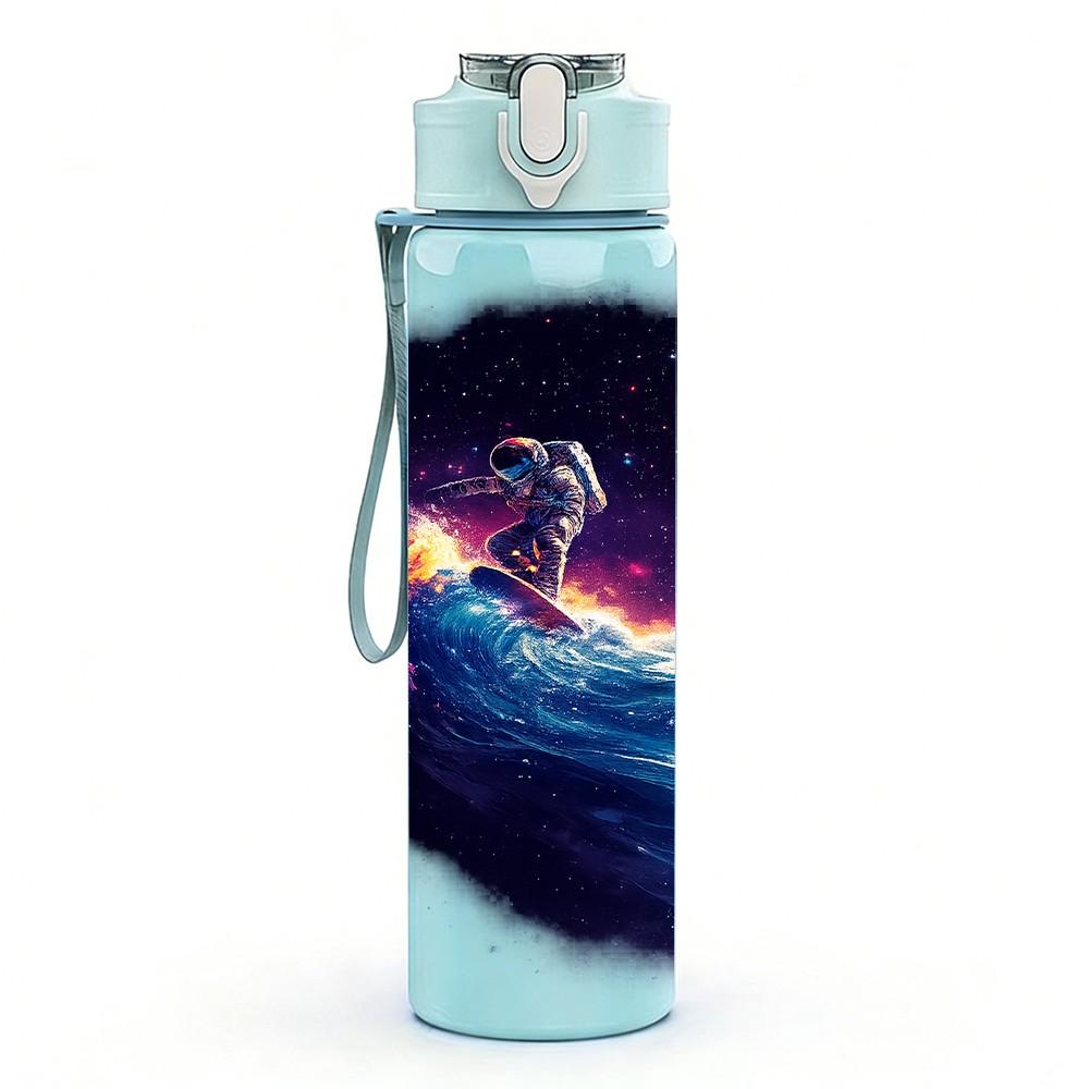 1PC Galaxy Nebula Space Cosmic Print 750ml Color Plastic Sports Water Bottle Leakproof Flip Straw Lid Suitable for Sports Office Home Use