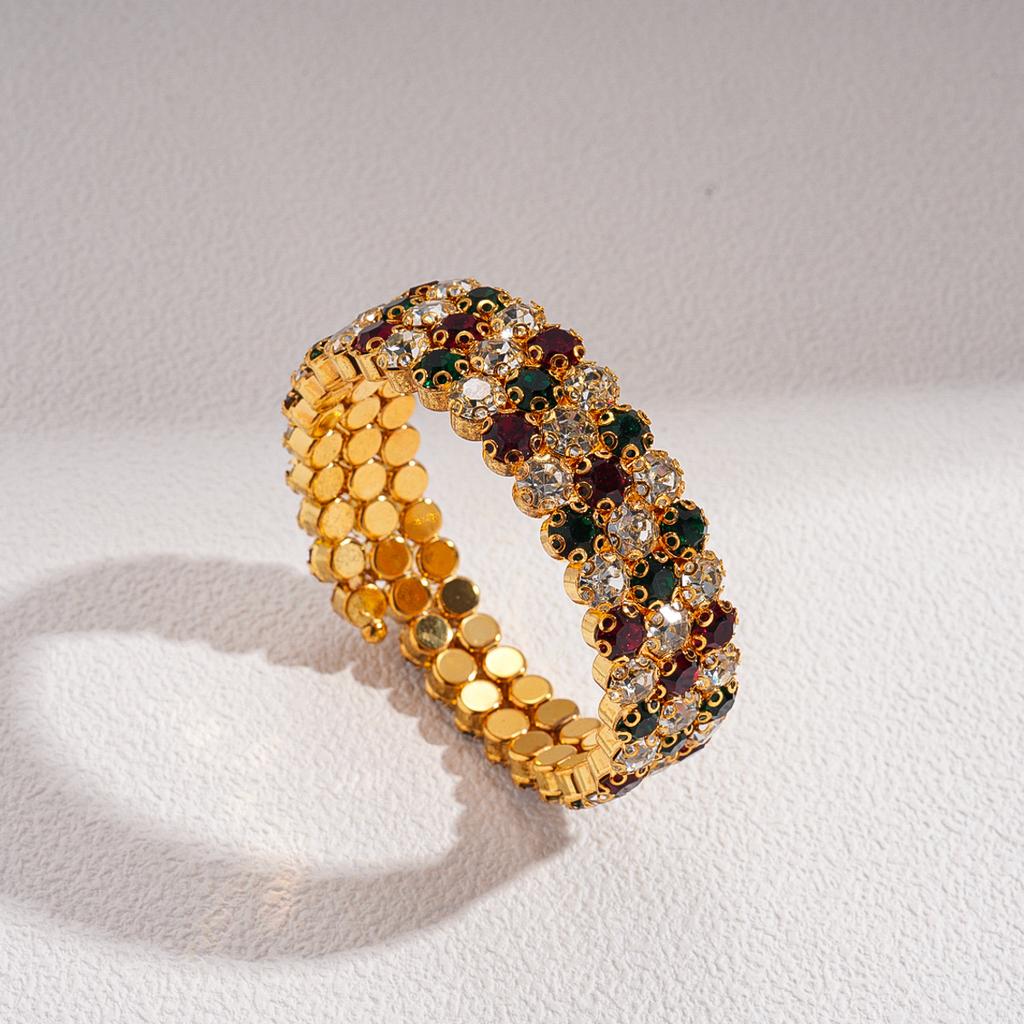 Light Luxury Color Diamond Three-layer Round Bracelet Fashion Temperament Geometric Jewelry