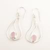 Oval Rose Chalcedony Gemstone Sterling Silver Artisan Birthday Dangling Earrings EE-139-15