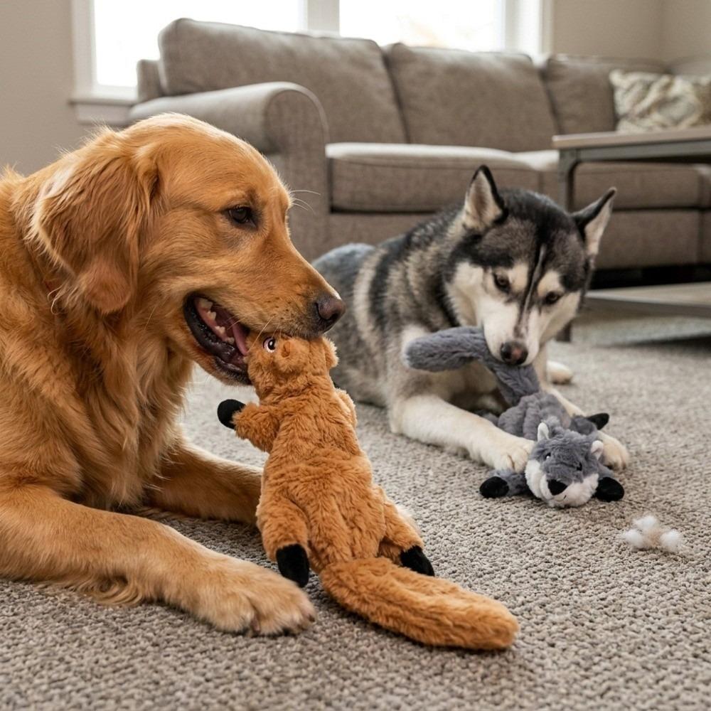 Soft Fleece Cover Squeaky Pet Toy Cartoon Animal Shaped Dog Chew Toy Pet Interactive Training squirrel-shaped toy