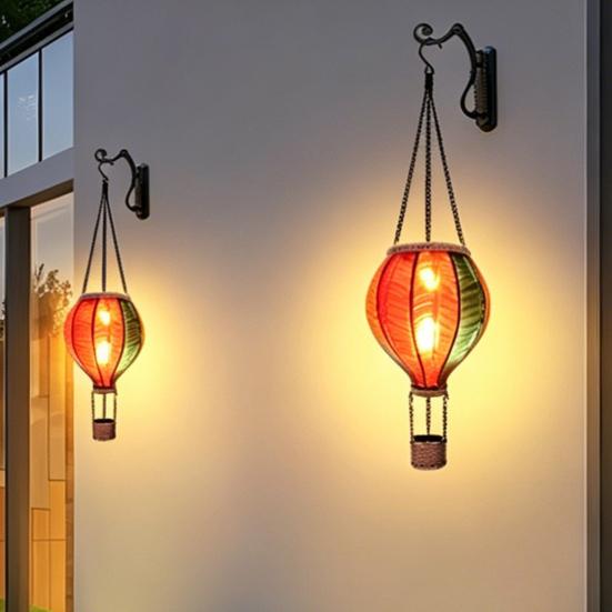 Solar Hot Air Balloon Hanging Lantern Waterproof Night Light for Garden Patio & Bistro Auto On/Off Warm Glow Energy-Saving Outdoor Decor for Yard &