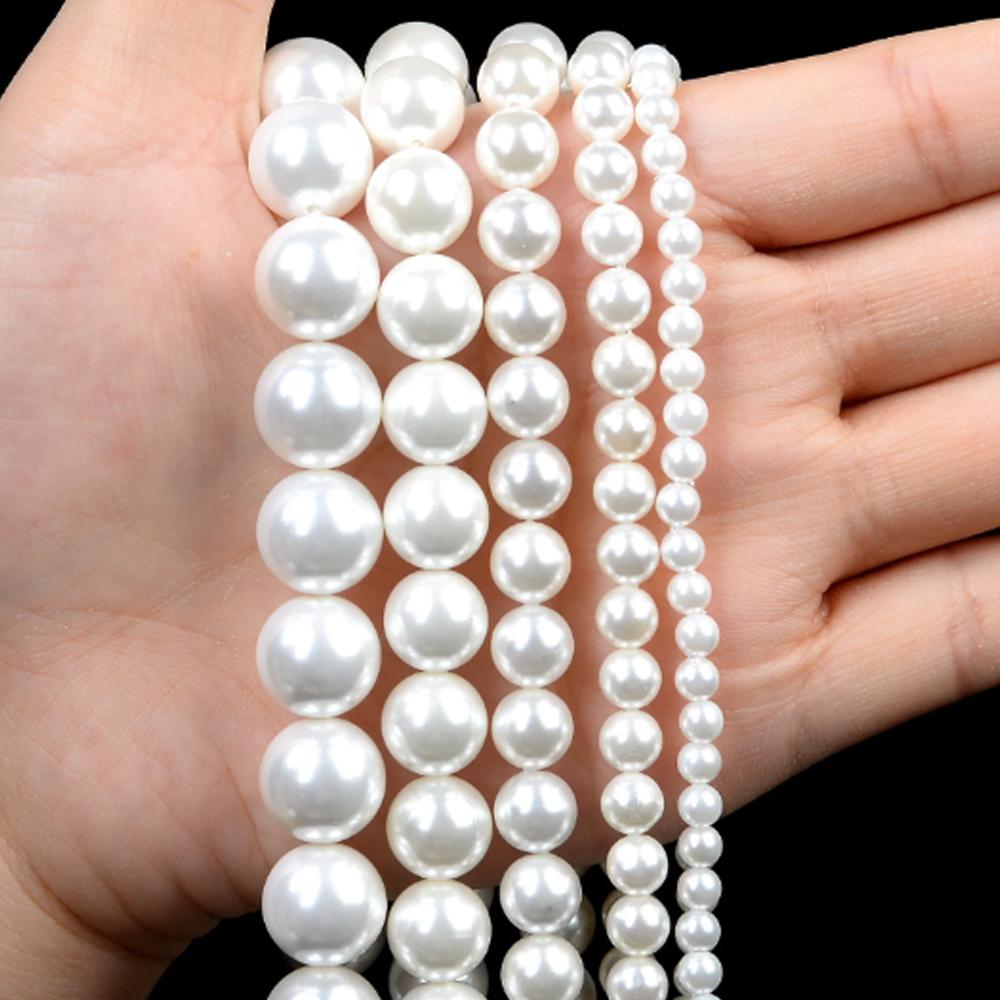 2-12mm Round Imitation Pearl Freshwater Shell Loose Spacer Beads for Jewelry Making DIY Necklace Bracelet Accessories