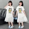 Girls' Summer Dress 2026 New Fashionable Girls' Summer Dress Children's Mesh Splicing T-shirt Skirt