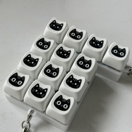 Black Cat Fidget Keyboard 4/9-Keys Anxiety Relief Finger Clicker Keychain Office School Travel Decompression Button Sensory Toy Hanging Decor