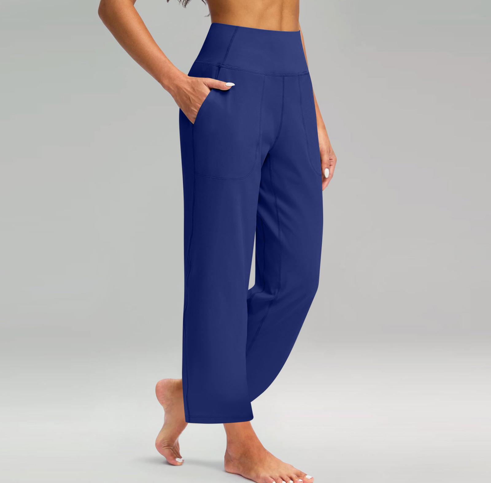 

Женские модные повседневные брюки с эластичными карманами и высокой талией, спортивные штаны XXL синий