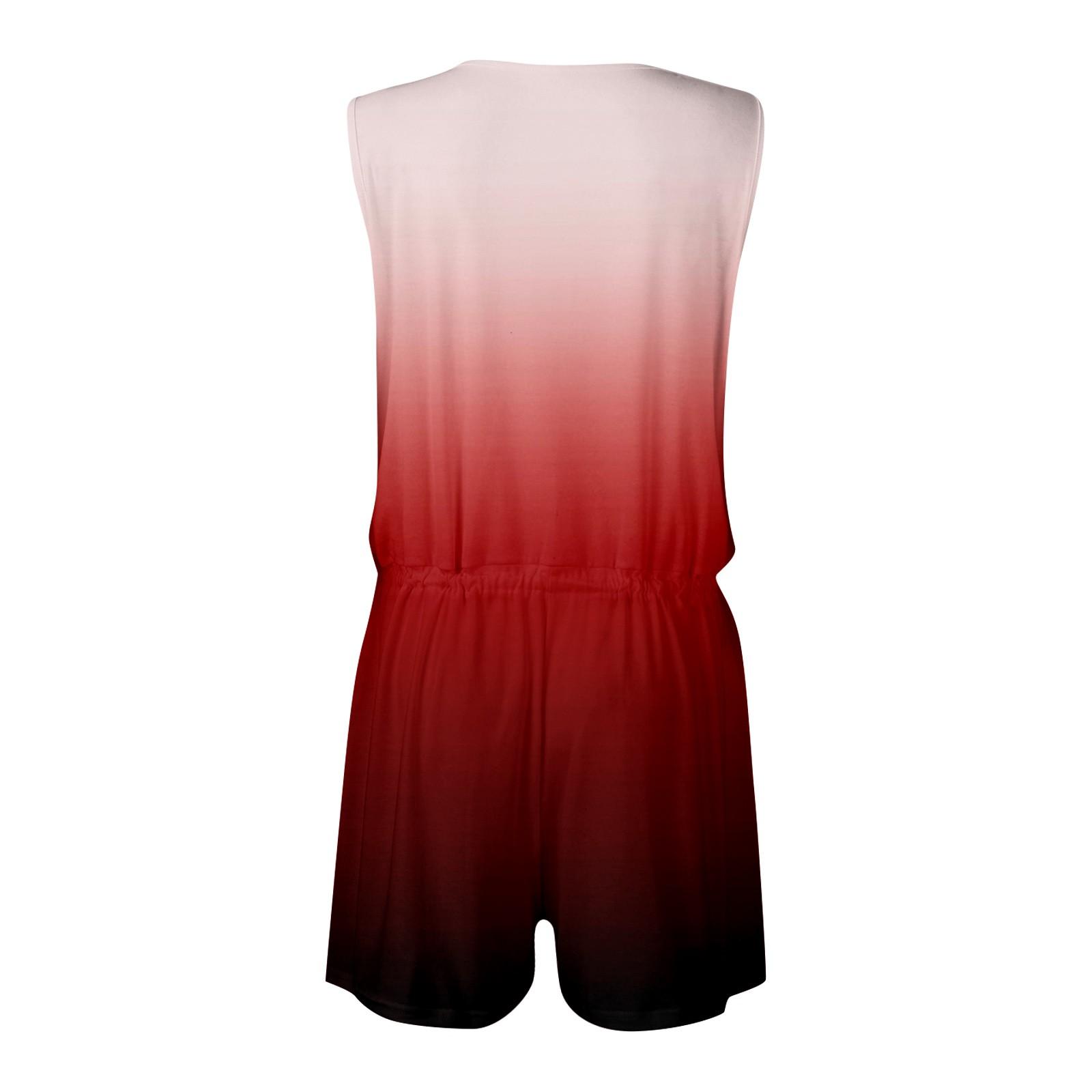 Женский модный повседневный комбинезон без рукавов с градиентной полоской и шнуровкой — фото 4