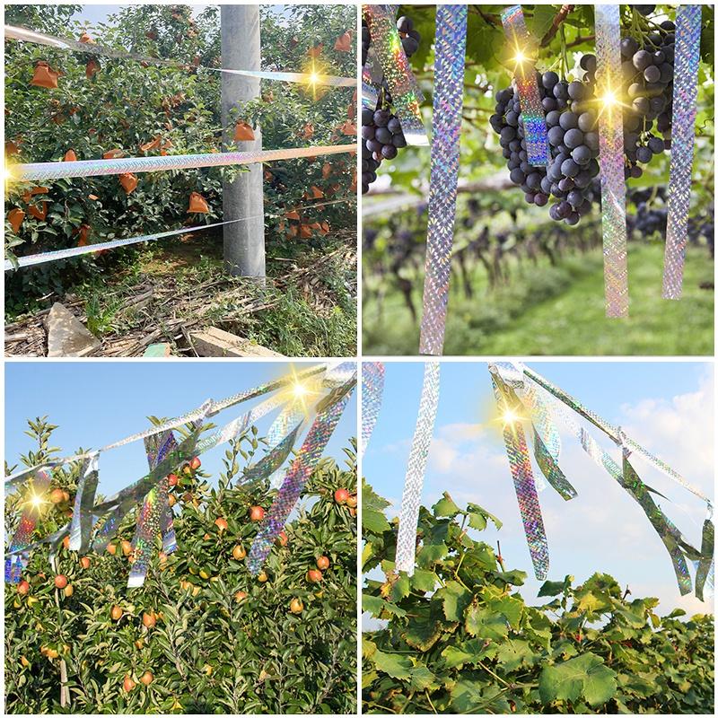 Bird Reflective Tape Repellent Pigeons Away Ribbon Anti Bird Laser Flash Tape Double Sided Garden Orchard Bird-Proof Scare Tapes