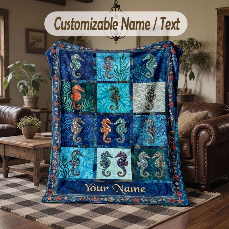 Coperta da divano a tema cavallo con nome personalizzato Testo Coperta personalizzata Morbida Coperta accogliente per casa Divano Letto