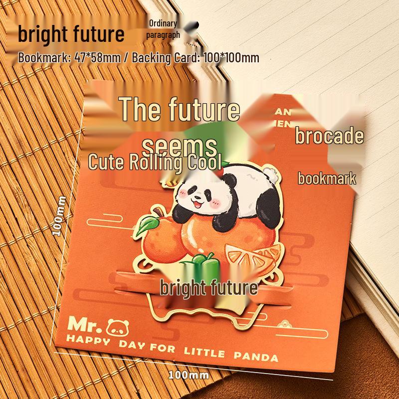 Exquisite Panda Brass Bookmark: Classical Chinese Style for Students and Children
