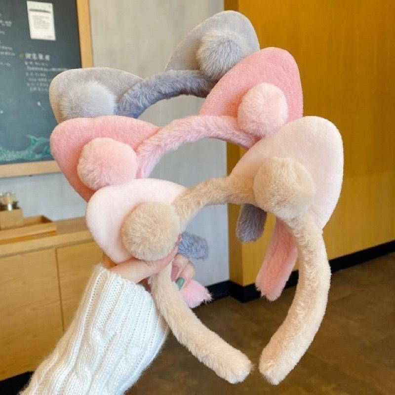 Cat Ear Plush Headband - Cute Princess Style for Face Washing and Korean-Japanese Fairy Hair Accessory.