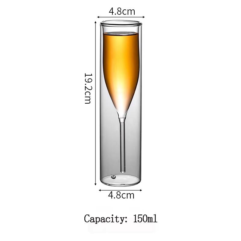 Heat-Resistant Double-Wall Mermaid Glass Cup for Champagne Beer Whiskey Cocktails Transparent Creative Bar Drinkware