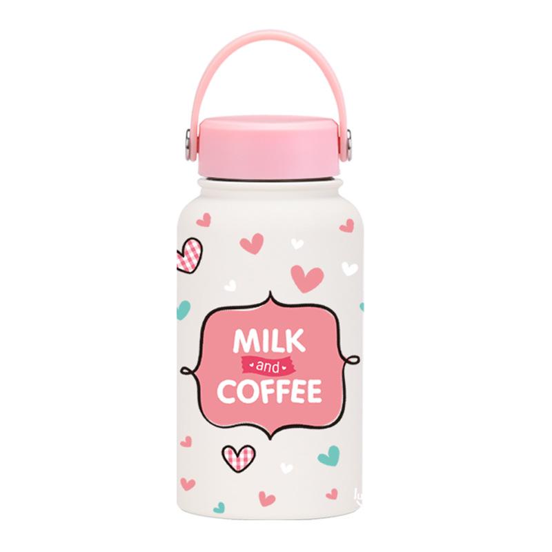650Ml Thermos Cup Wide Mouth Portable Vacuum Children'S Student Sports Kettle Outdoor Printing Water Cup