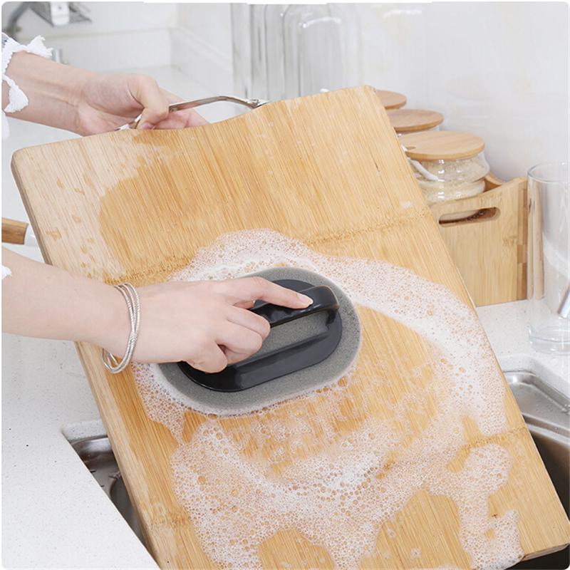 Itchen Gadgets Magic Sponge Cleaning Sponge Kitchen Tools Strong Decontamination Brush with Handle Bathroom Kitchen Accessories