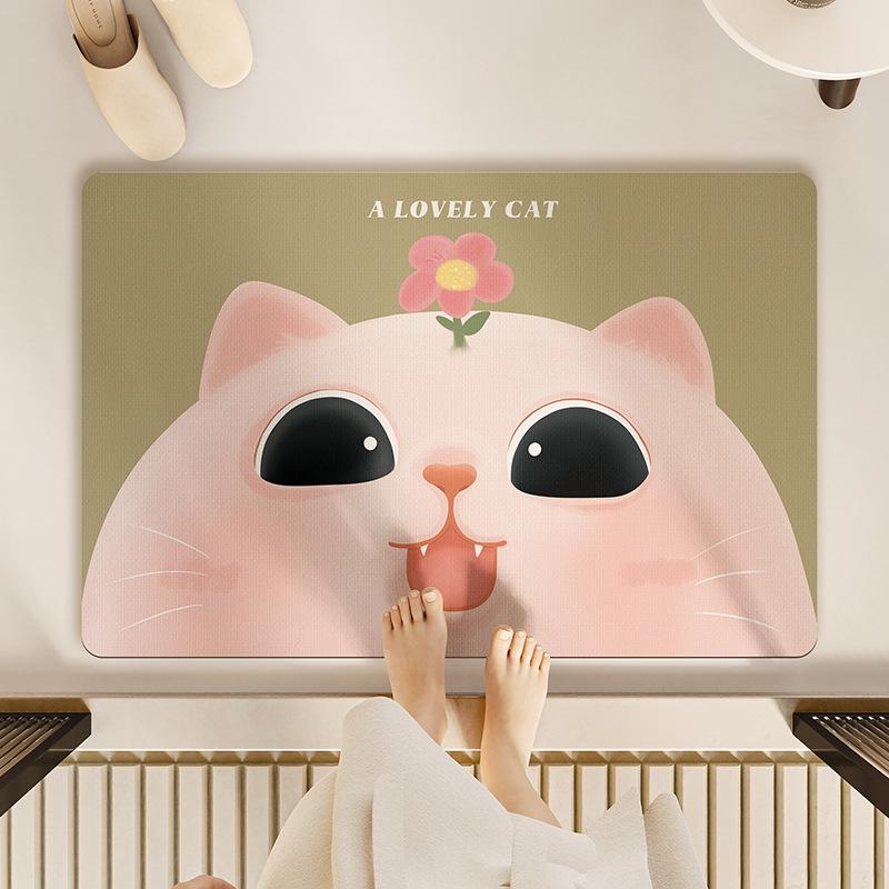 Cartoon Docat Household Water Absorption Diatom Mud Floor Mat Wear-resistant Rectangular Bathroom Bathroom Toilet Carpet Mat