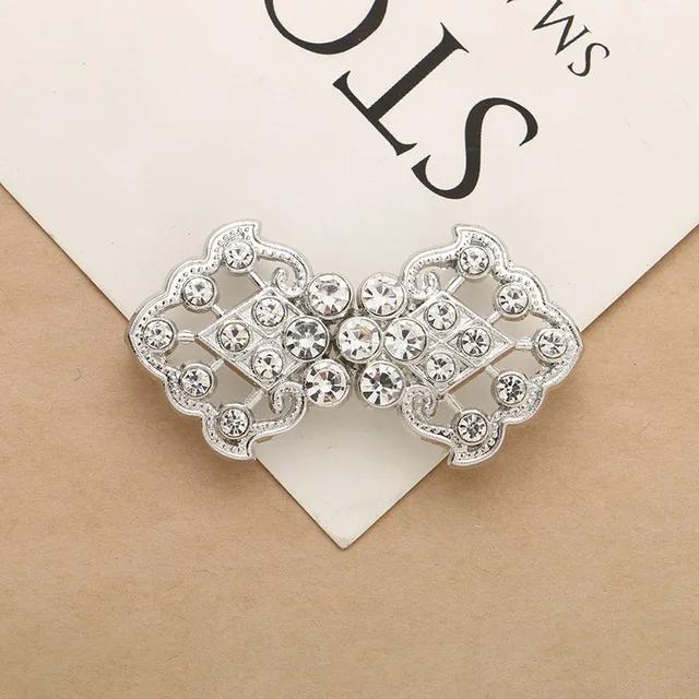 1 Pair Connectors Clasps Rhinestone Buckle Metal Button Waist Extender Hooks Eyes Clasps Fastener for Clothes