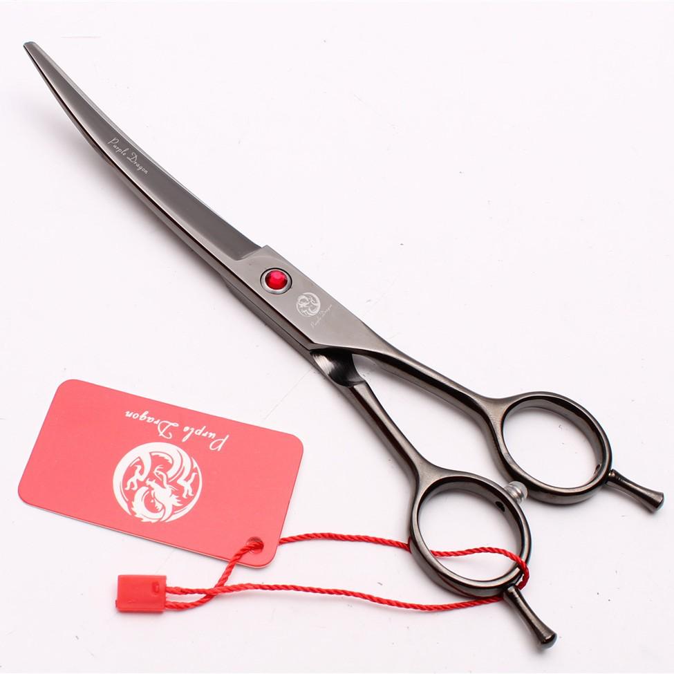 Purple Dragon 7" Electroplated Curved Dog Grooming Scissors