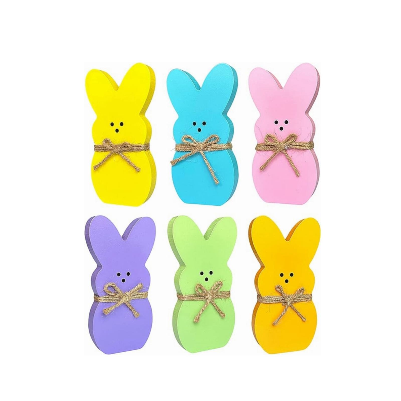 Набор для украшения подноса из 6 предметов Пасхальное украшение Украшение обеденного стола Деревянные поделки Украшение белый