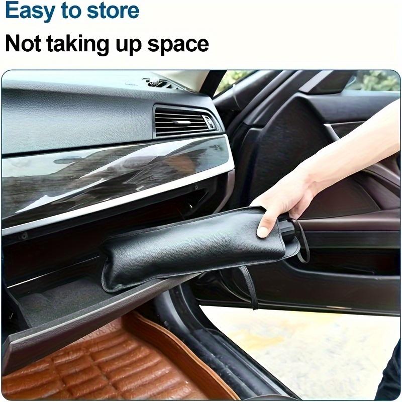 Front Driver & Passenger Side Polyester Fiber Car Windshield Sunshade, with Installation Tool and Washable Fabric, Applicable for Sedan, SUV, and Truc