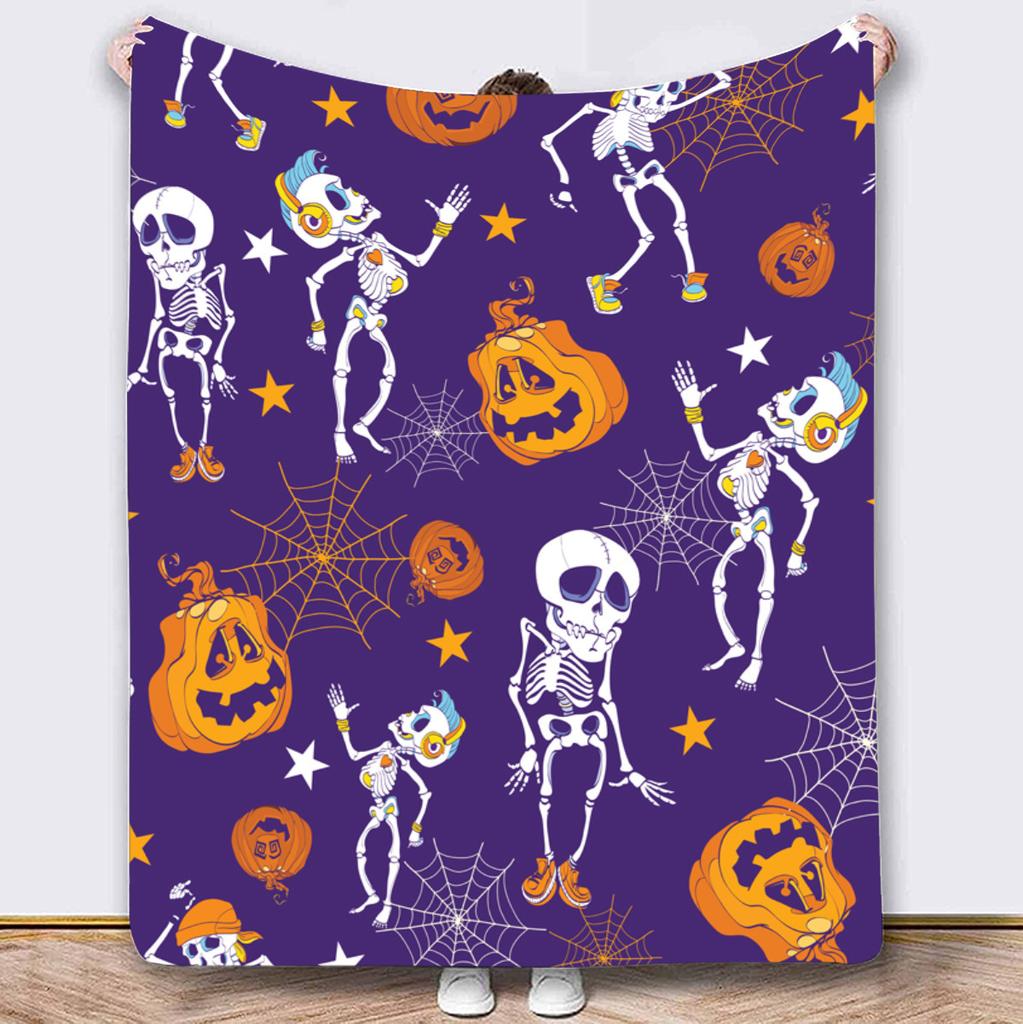 Coperta Zucca Horror di Halloween – Morbido Plaid in Pile di Flanella per Divano, Letto, Riposo & Decorazione di Halloween