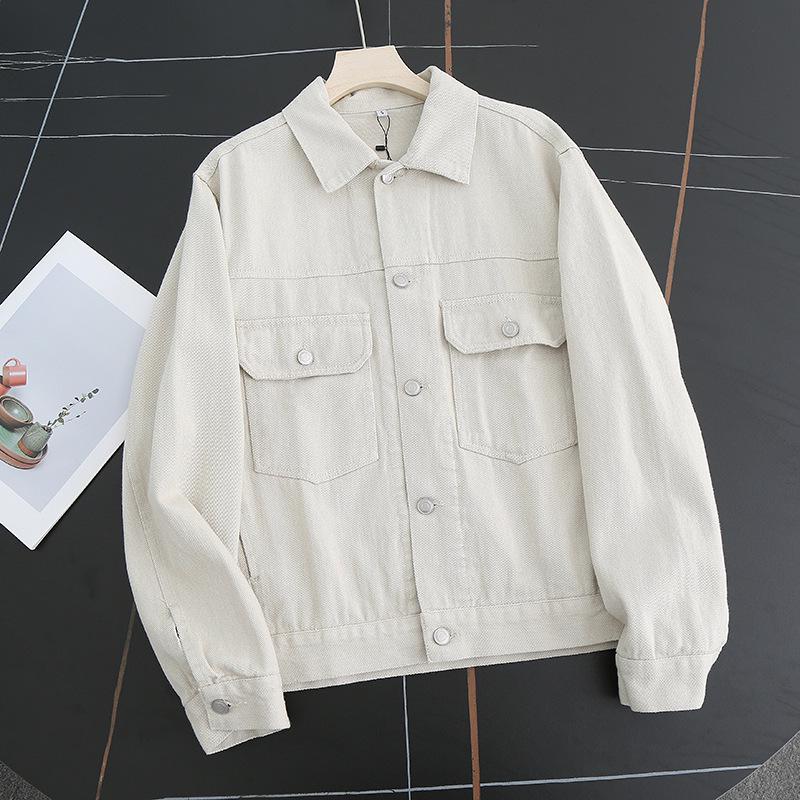 2025 Japanese Style Retro Casual Denim Jacket: Couples' Loose-Fit, Double-Pocket Lapel Outerwear
