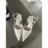 2025 Spring and Autumn New French Pointed Stiletto Single Shoes Temperament Pointed Empty Sandals Women's High Heels