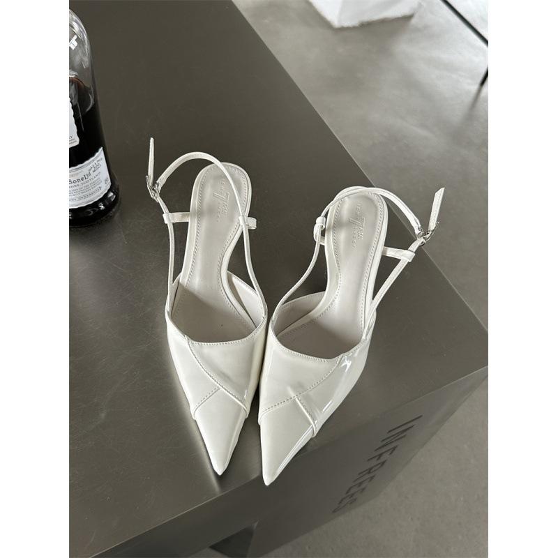 2025 Spring and Autumn New French Pointed Stiletto Single Shoes Temperament Pointed Empty Sandals Women's High Heels
