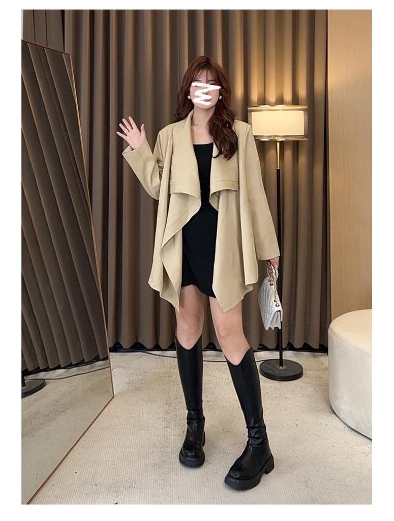 Spring 2025 Slimming French Trench Coat in Plus Sizes - Women's Light Luxury Casual Fashion