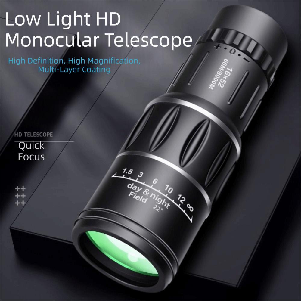 Waterproof 16x52 Monocular Telescope 8XMagnification Long Range Spyglass HD Telescope  Camping