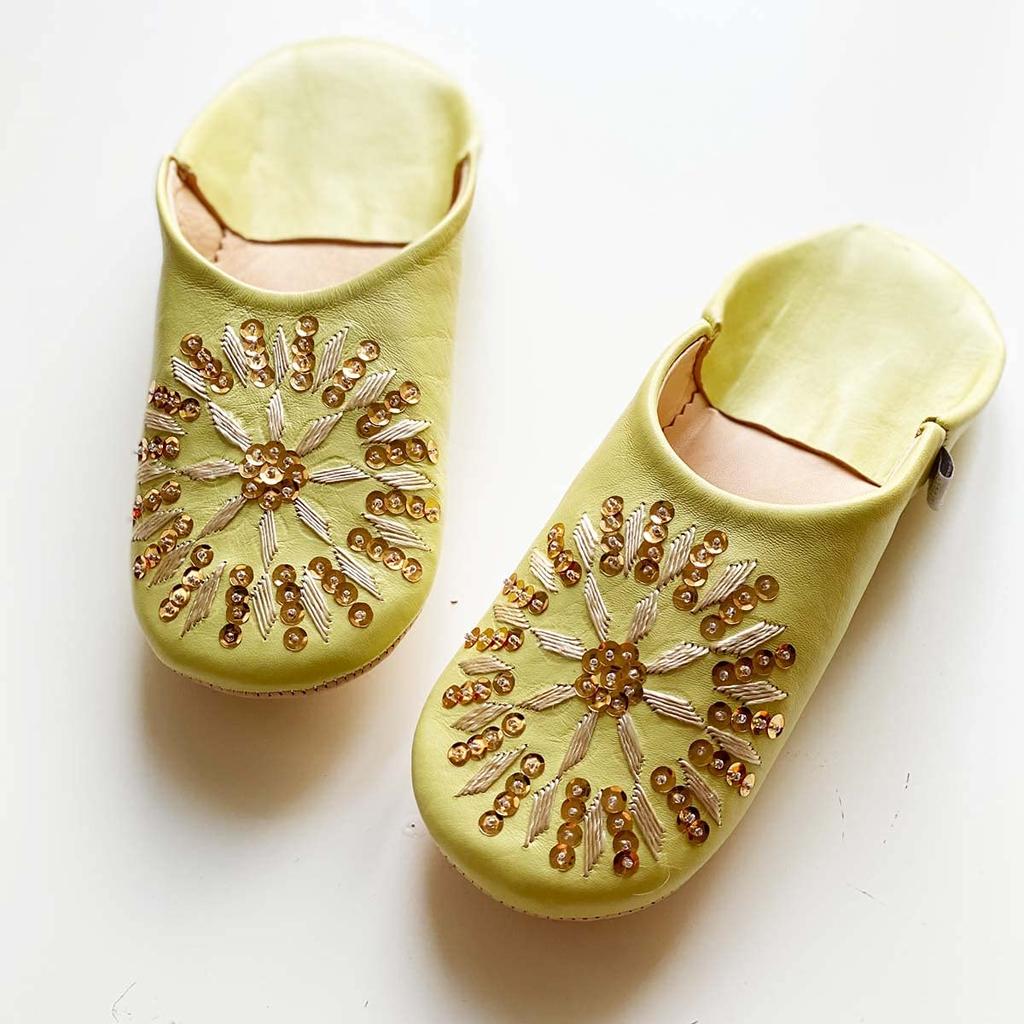 Sequined Babouche Bag Lemongrass L [dear Morocco] // // (24.5 cm)