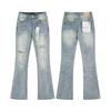Mens Straight Fit Distressed Patchwork Denim Jeans Vintage Streetwear Style High Waist Ripped Cotton